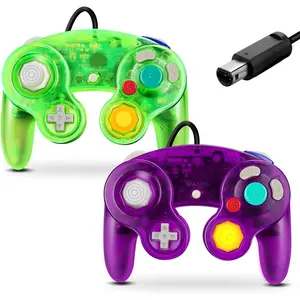 Gamecube Controller, Classic Wired Controller for Wii  Gamecube (Clear Purple & Clear Green-2Pack)