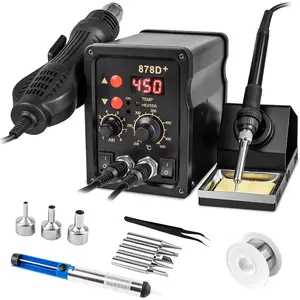 2 in 1 Hot Air Rework Soldering Iron Station Kit, Precision Circuit Board Soldering Gun Kit, Rapid Heat up Solder Station, Upgrade Dual System Independent Control, Auto Sleep & Calibration,By Traiisutor