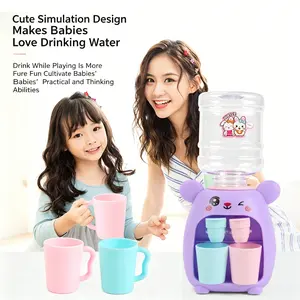 1Pc Cute Rabbit Kids Simulation Water Dispenser Toy Mini Double Outlet Drink Machine Pretend Play Set Juice Box With 2 Plastic Cups Role Play Educational Toy For Boys Girls