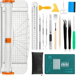 27PCS Craft Weeding Tools for Vinyl Kit,Utility Knife Set with 12Inch Paper Cutter Trimmer for Scrapbooking,Silhouettes,Cameos,DIY Art Crafting,Cutting,Splicing,Cardstock