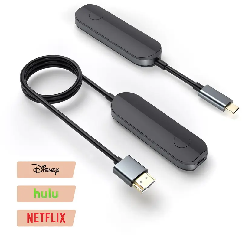 Wireless HDMI Transmitter and Receiver with USB-C, Tech Accessories, 165FT HDTV Extender, Plug & Play, 2.4G/5G Wireless HDMI Adapters, for Streaming to Laptop, PS5, Monitor