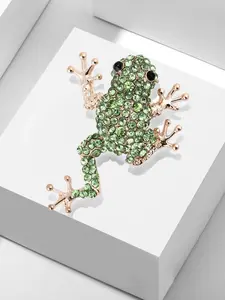 Vintage Frog Brooch for Women, Full Rhinestone Cartoon Animal Pin, Retro Sparkly Jewelry for Coat Scarf Bag, Perfect Gift for Girls