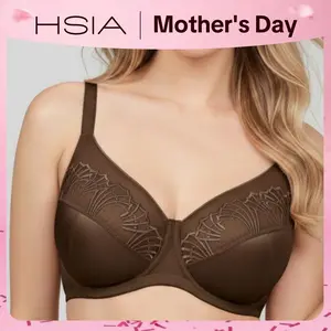 HSIA Women's Pearl Shimmer Unlined Full Coverage Comfort Plus Size Underwire Bra - Lace, Mesh, Embroidered Details, Customized Fit, Matching Bottom Compatibility
