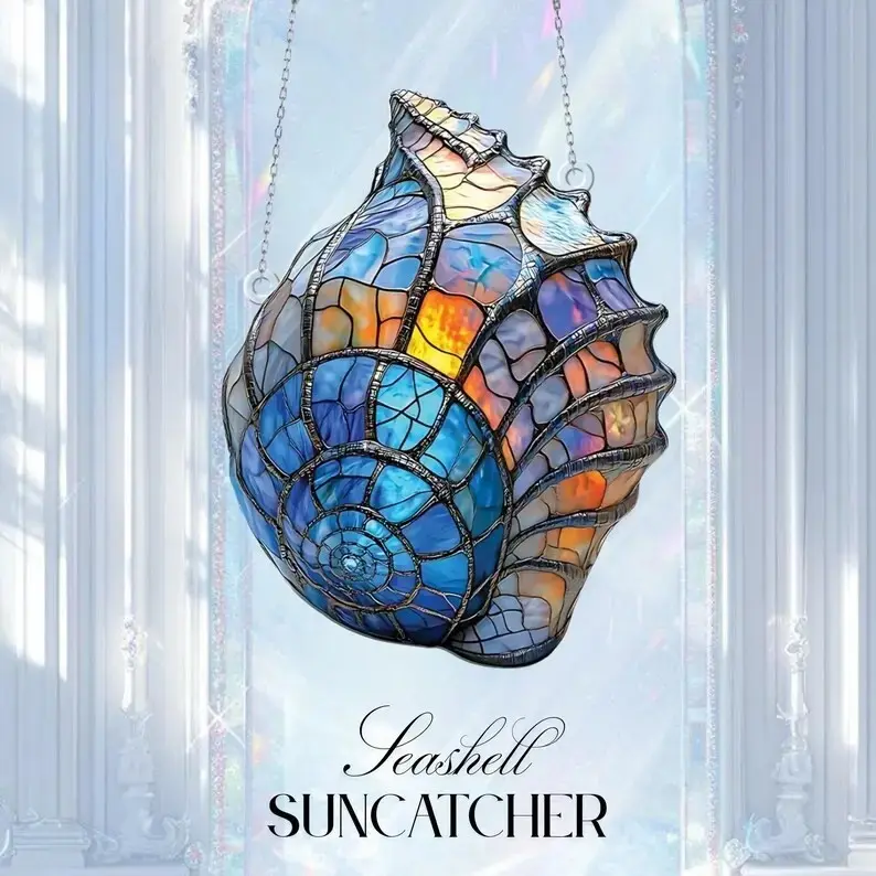 Colorful Seashell Window Hanging, Stunning Acrylic Decoration for Ocean Lovers, Perfect for Home or Office Decor, Create Lasting Memories