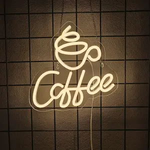 Coffee Neon Signs for Wall Decor Led Lights for Coffee Bar Led Sign Room Decor Aesthetic Suitable for Living Room Bistro Cafe Shop Man Cave Party Christmas Halloween 5V Usb Powered Easy Hanging