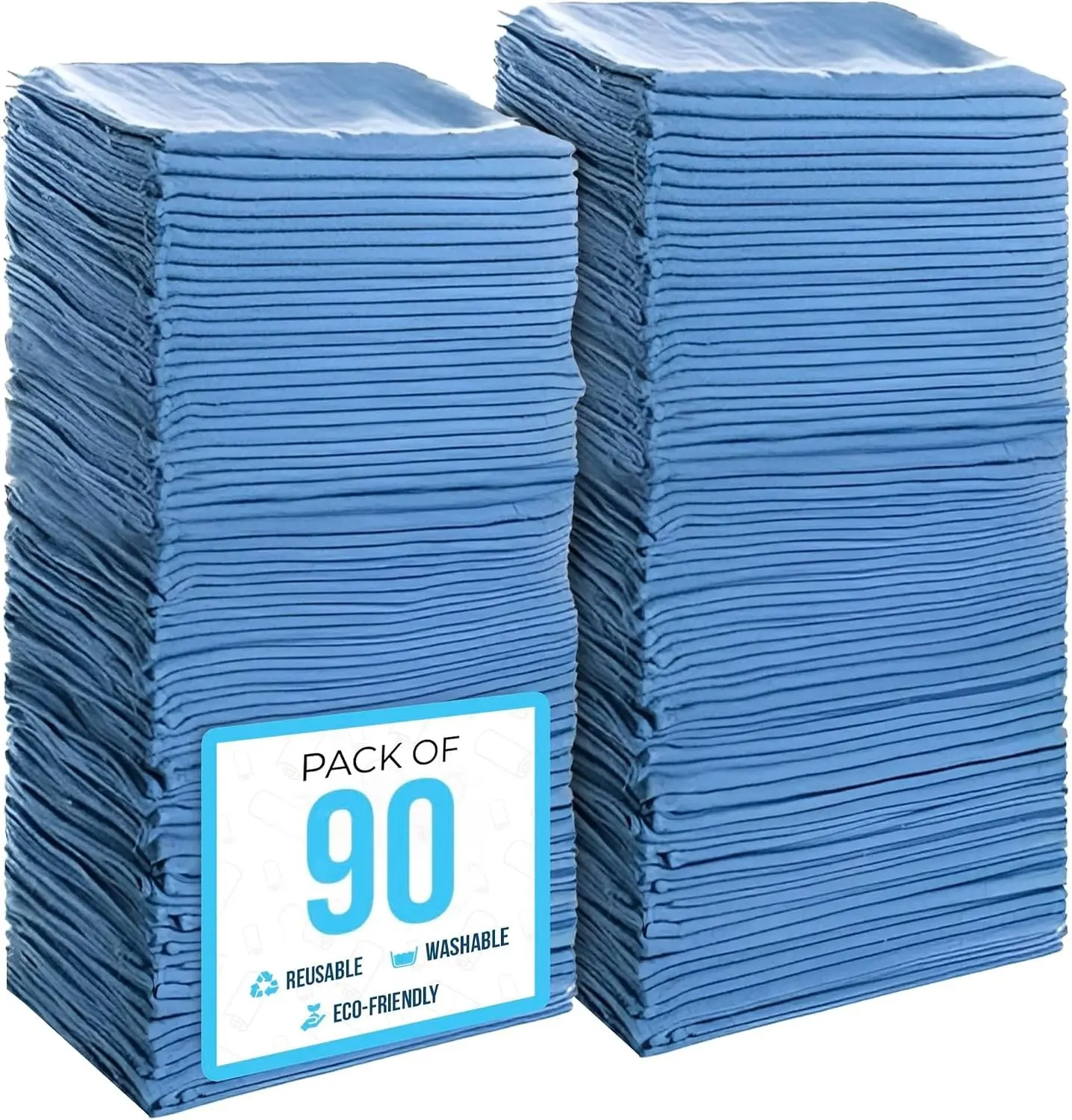 Cotton Shop Towels 14"x12" (90 Pack) – Reusable Cleaning Shop Rags for Automobiles, Industries, Garage and Homes (Blue)