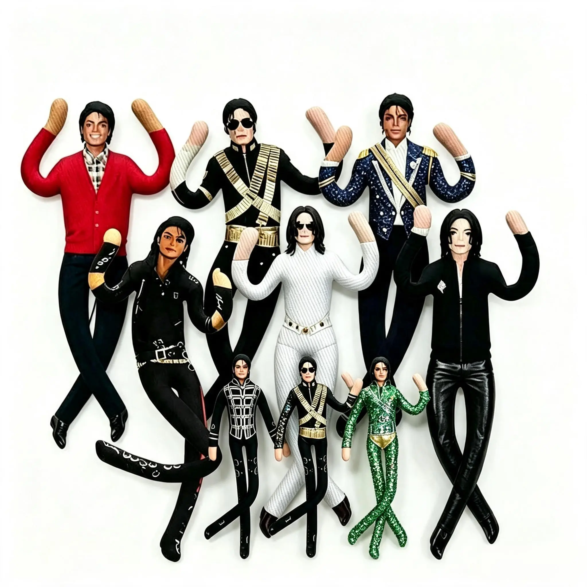 9 PACK Michael Jackson Unisex Poseable Articulated Plush Doll Collectible Figure - Home Decor Display Piece, King of Pop Fan Memorabilia Gift for Collectors