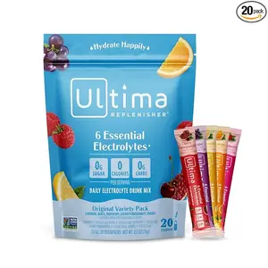 Ultima Replenisher Daily Electrolyte Powder Drink Mix – Original Variety, 20 Stickpacks – Hydration Packets with 6 Electrolytes and Minerals – Keto Friendly, Vegan, Non-GMO and Sugar-Free