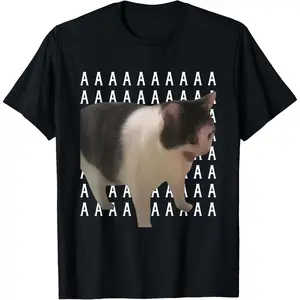 100% CottonScreaming Cat Meme Funny Internet Meme Silly Cat Cute Kitten T-Shirt