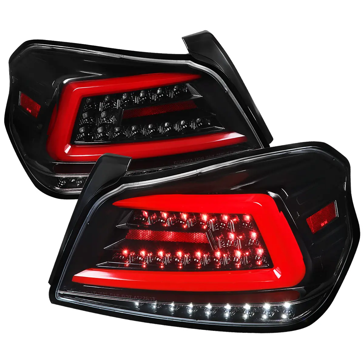 2015-2021 WRX  Sequential Red Bar LED Rear Light Assemblies (Jet Black Housing/Clear Lens)
