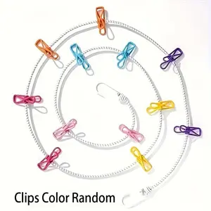 Portable Laundry Clothes Drying Rope Set - 1 Indoor & Outdoor Drying Line with 12 Colorful Clips - Lightweight Travel Clothesline for Sun Protection - Ideal for Home and Travel - Home Goods