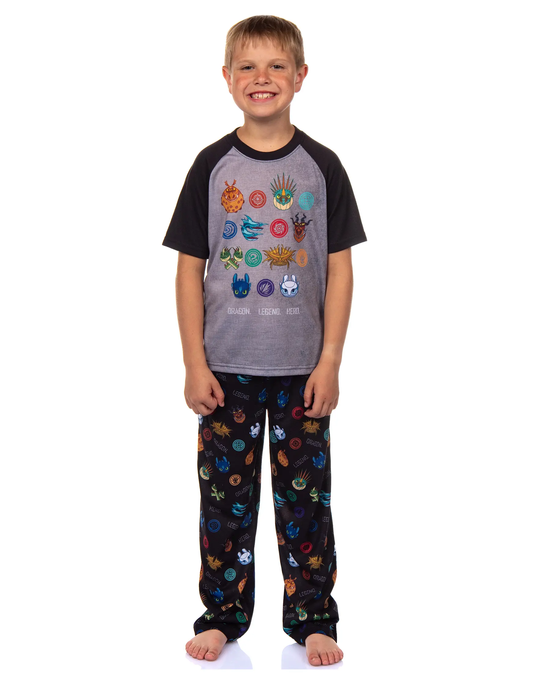 How to Train Your Dragon Boys' Toothless Class 2 Piece Raglan Pajama Pant PJ Set