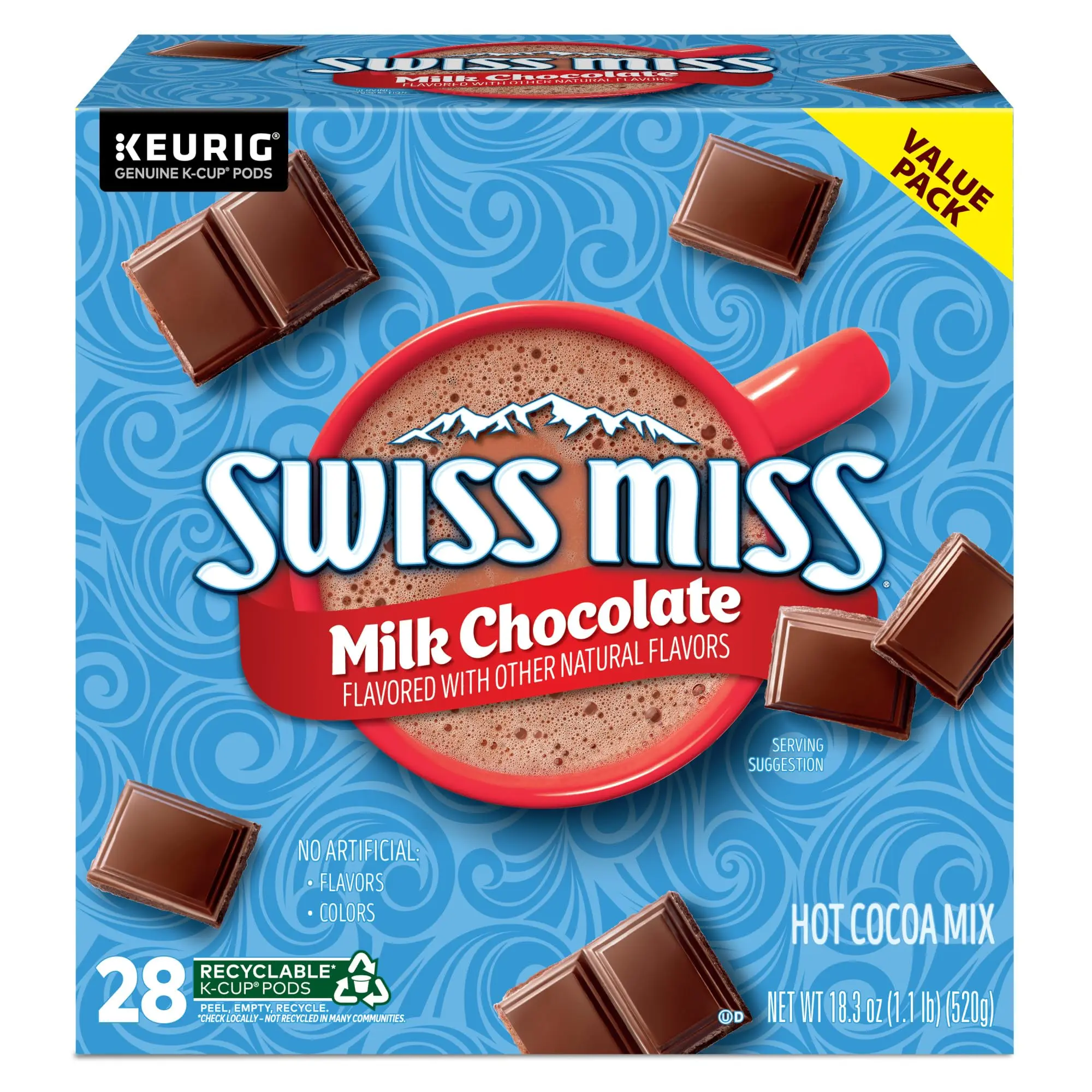 Swiss Miss Milk Chocolate Hot Cocoa Keurig Single-Serve K Cup Pods, 28 Count