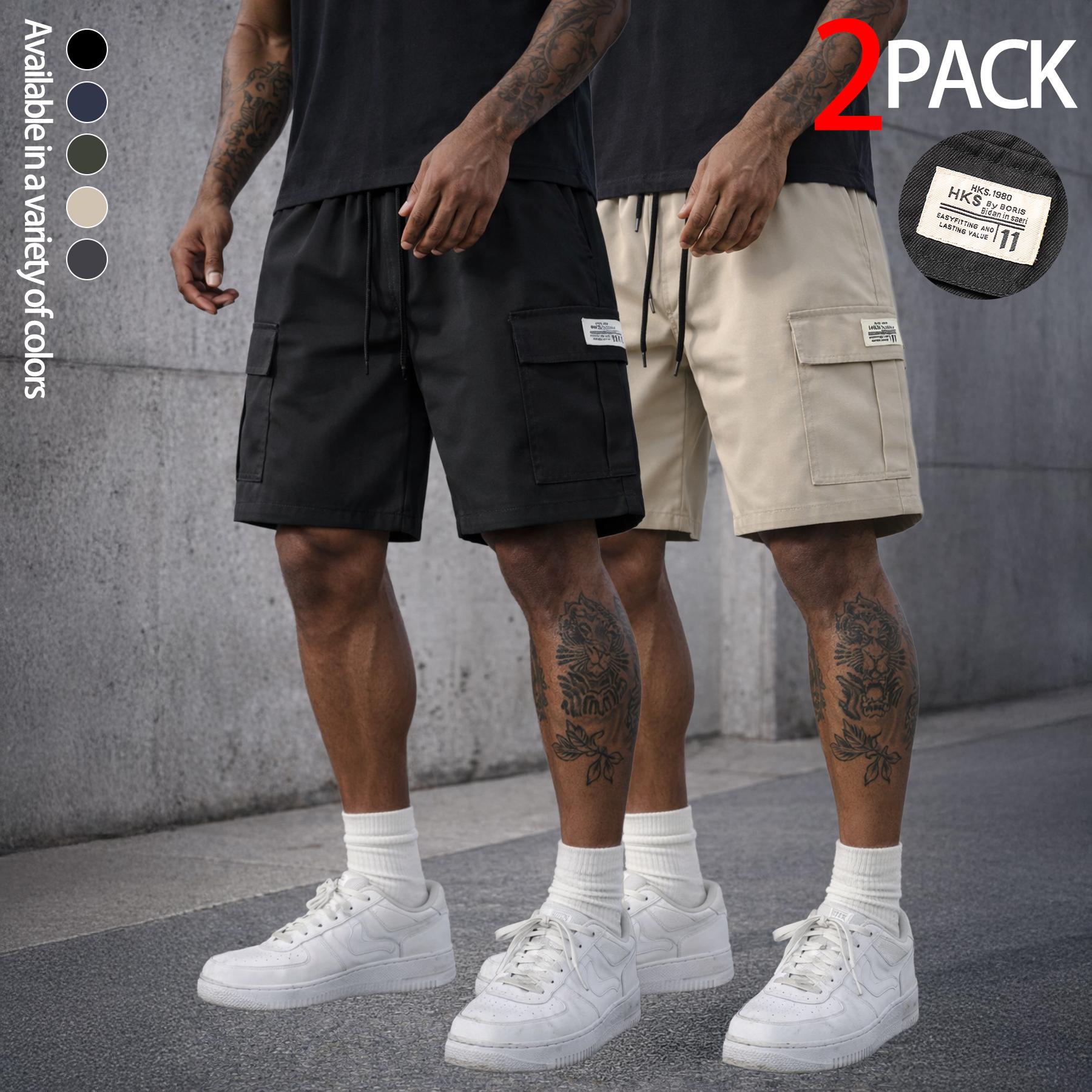 Mens Cargo Shorts Techwear Gorpcore Urban Utility Multi Flap Pockets Loose Fit Wide Leg Drawstring Summer Casual Streetwear High Street Vibe Cityboy Tactical Outdoor Hiking Athletic Workout Daily Wear Half Pants Multi Pack Bundle Fashion Basics Essentials