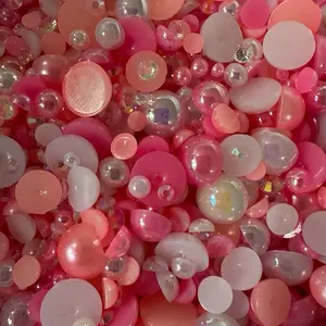 50grams half pearls mixed size 3mm-10mm AB colors- resin rhinestones for DIY, crafting, nail art, cups