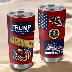 2025 Skull American Flag Tumbler - Insulated Cup with Lid, Patriotic Republican Coffee Gift for Men & Women