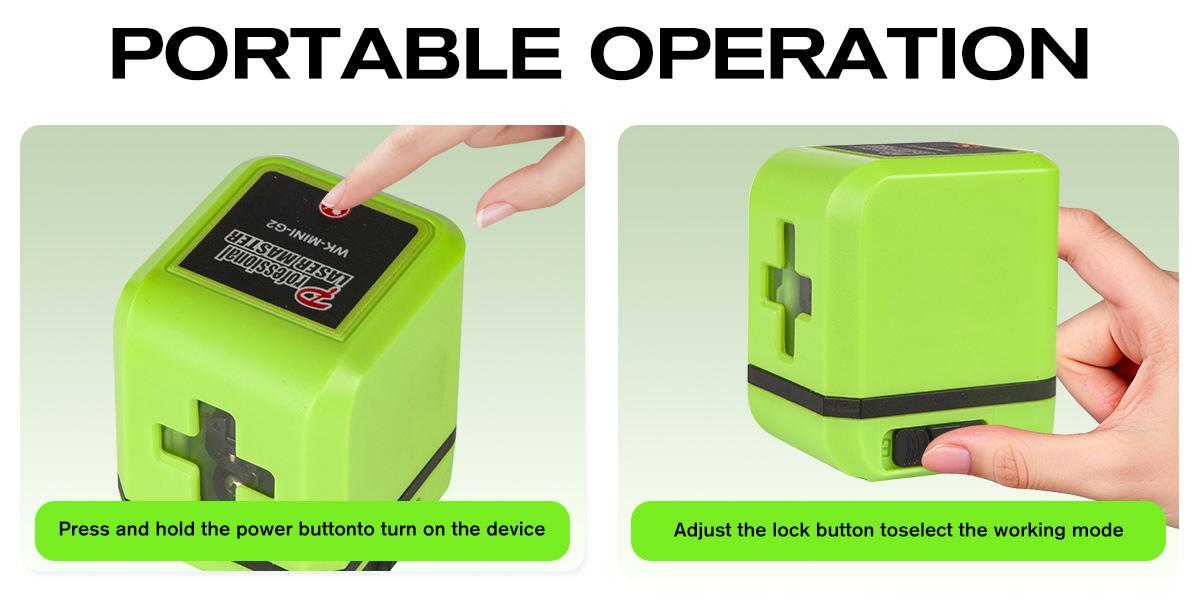 Tanlook Laser Level,2 Lines Green Beam Laser Level, equipped with 2 lithium batteries, suitable for picture hanging, tile laying, home renovation and indoor projects