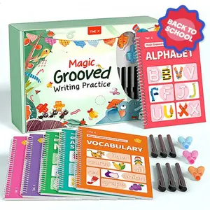 2026 Reusable Grooved Handwriting Workbook for Kids, Learning Materials, 6 Books–Early Elementary,Math, Words, Drawing –Gift for Child,Christmas
