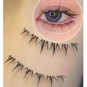 5 Pairs Fairy Lower Eyelashes, Manga Little Devil Style Natural Look False Eyelashes With Transparent Stem Natural Full Strip Lashes