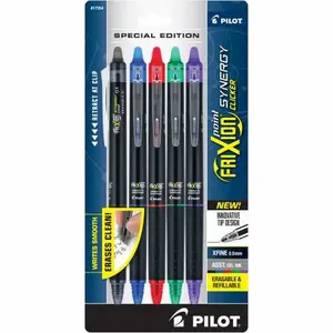 Pilot PIL17354 0.5 mm Frixion Point Synergy Clicker Gel Pen, Assorted - Pack of 5