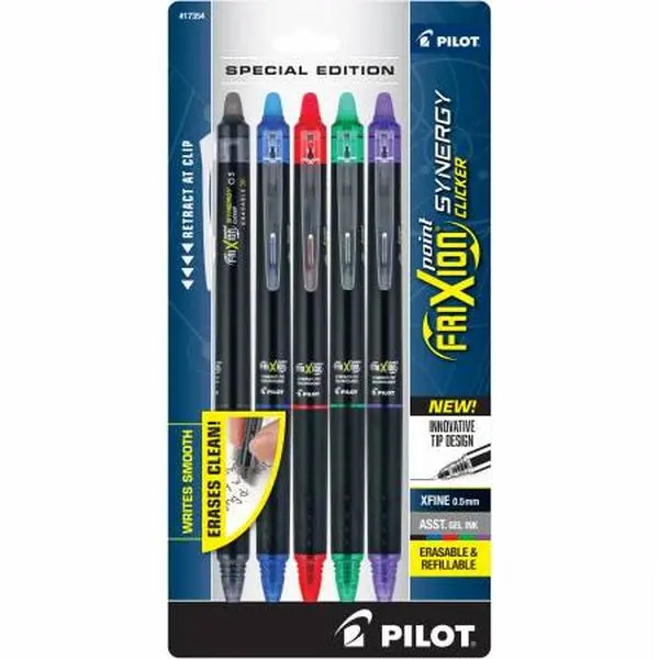 Pilot PIL17369 Extra Fine 0.5 mm Erasable Ink Frixion Point Synergy Clicker Gel Pen, Blue - Pack of 12, Rewrites Cleanly