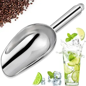 Ice Scoop for Freezer - Multipurpose Metal Ice Scoop for Ice Machine - Stainless Steel Small Ice Scooper for Ice Bucket - Kitchen Gadgets Cookie Flour Pet Dog Food Scoop (3oz)