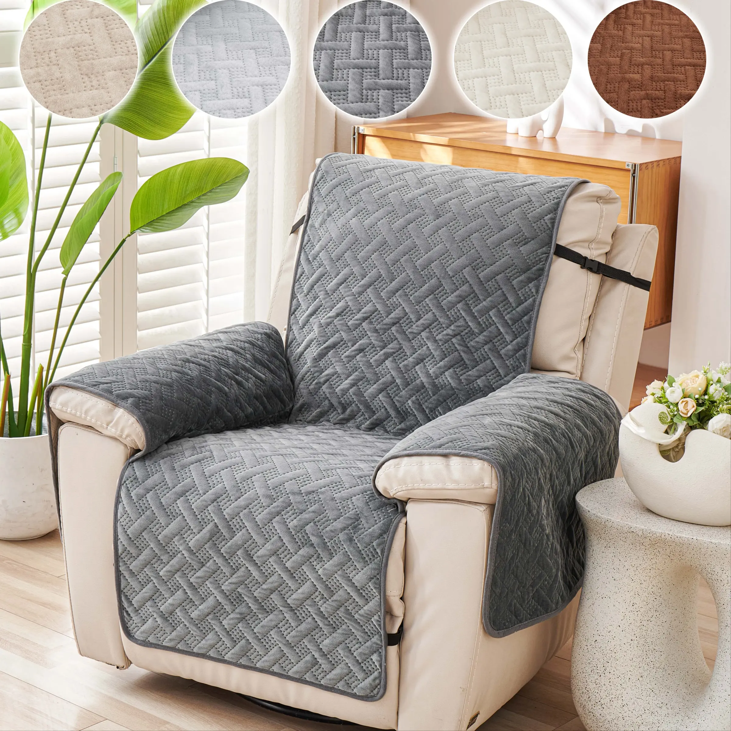 Pet-Friendly Dustproof Soft Sofa Protector Cover, Non-Slip Washable Armchair Slipcover for Cats Dogs, Universal Furniture Protection Decorative Chair Case