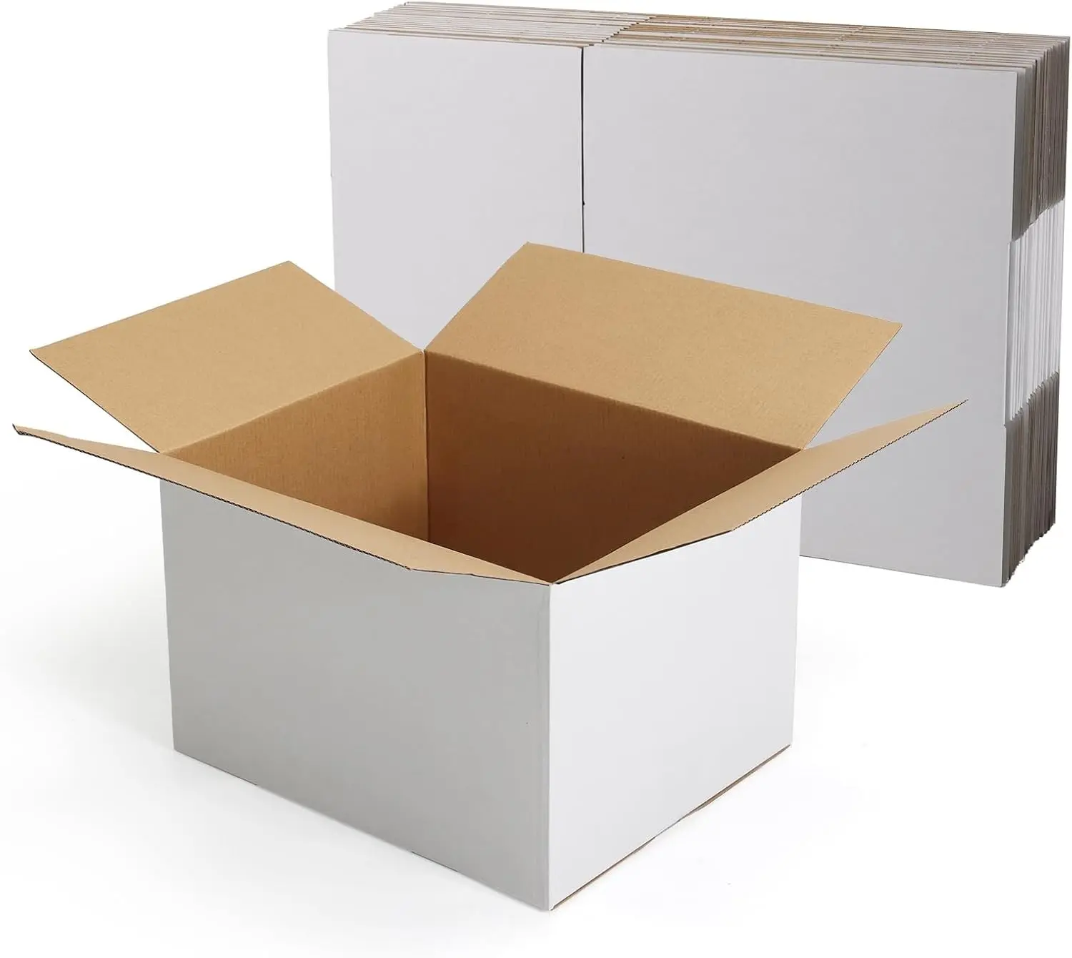 12x10x8 Shipping Boxes 15 Pack, White Corrugated Cardboard Boxes with Side-Lock & Pre-Applied Double-Sided Tape, Easy Assemble Packing Mailer Boxes for Small Business Shipping