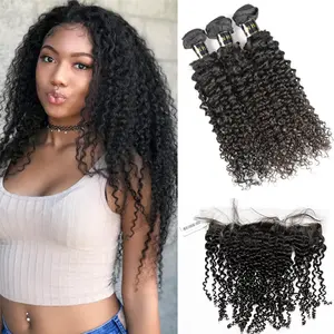 3 PCS Curly Hair Virgin Hair Bundles With Frontal