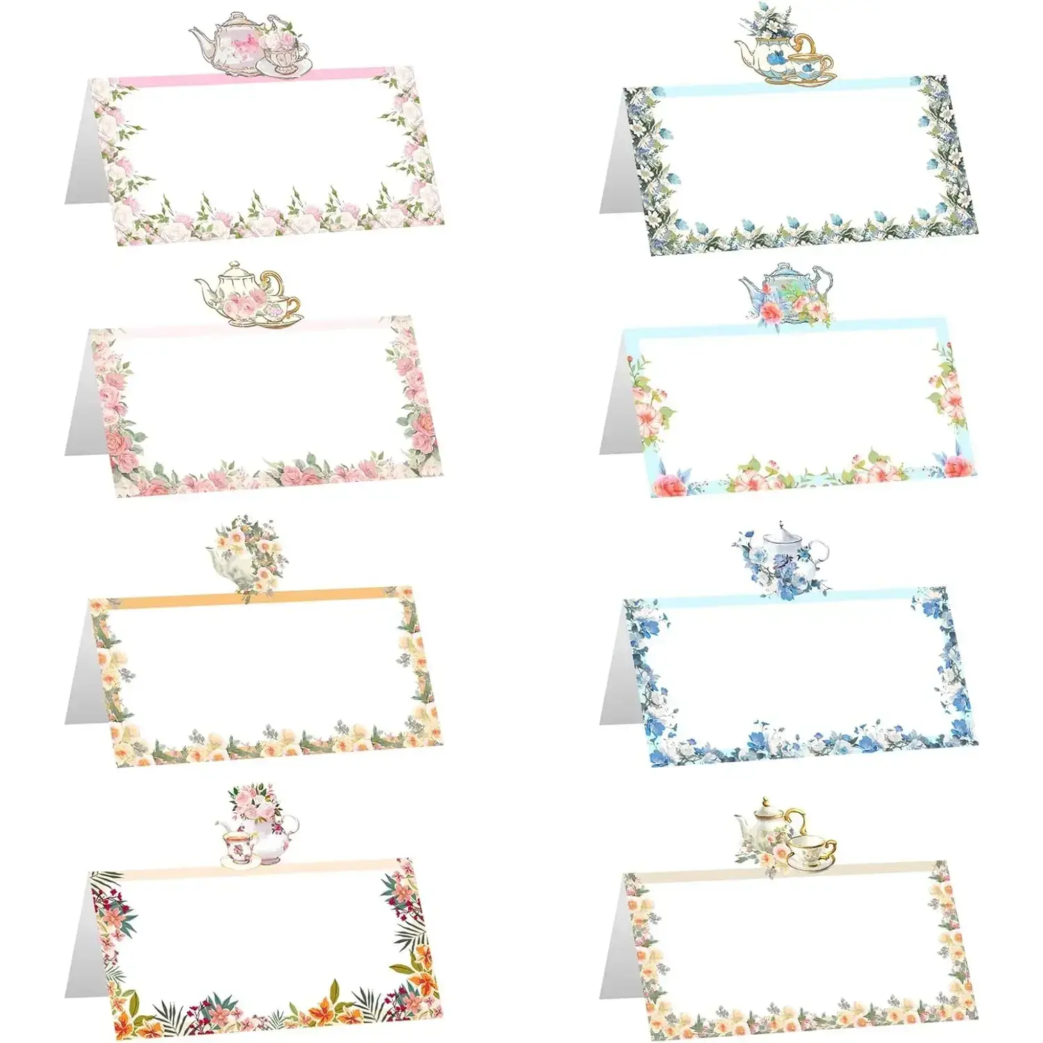 48Pcs Easy-to-Use Tea Party Theme Place Cards - Office Stationery, Table Setting Decorations for Banquets, Family Gatherings, Company Annual Meetings, Women's Tea Party Accessories
