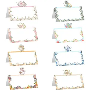 48Pcs Tea Party Theme Seating Cards Place, Table Decorations, Seat Name Reunion Invitations, Place Cards for Table Setting, Tea Party Accessories for Woman