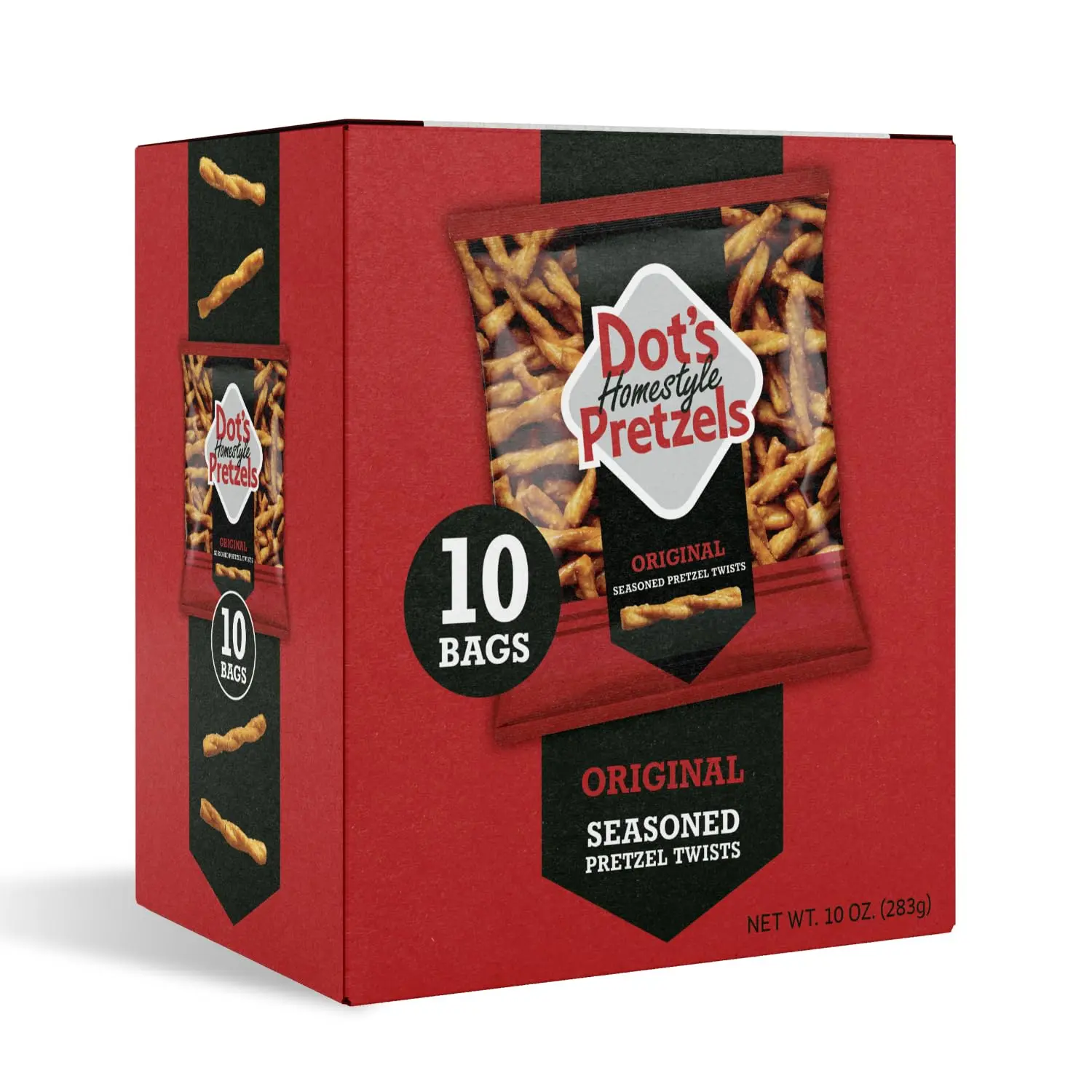 Dot's Pretzels Original Seasoned Pretzel Twists, Healthy Kids Snacks, 1oz Grocery Sized Bag (10 Count)