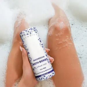 Magnesium Bubble Bath Bombs Infused With Tea Tree | Foaming Soak for Sore Muscles & Stress Relief | Self Care Gift