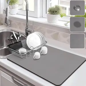 Drying Mat for Kitchen Countertops Coffee Mat Hide Stain Rubber Backed Absorbent Dish Drying Mat