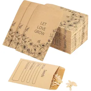 300 Pieces 3.15 x 2.36in Seed Envelopes Preprinted Seed Packets with Collecting Template for Flower Vegetable Seeds Storage Collection