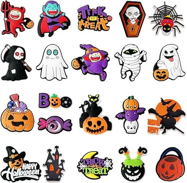 21 Pcs Cute Halloween Charms Shoe Decor,fall Horror Goth Charms Decorations for Kids,Children, Teenagers, Adults.Halloween Shoe Charm Accessories Gifts for Halloween Party Favor Birthday