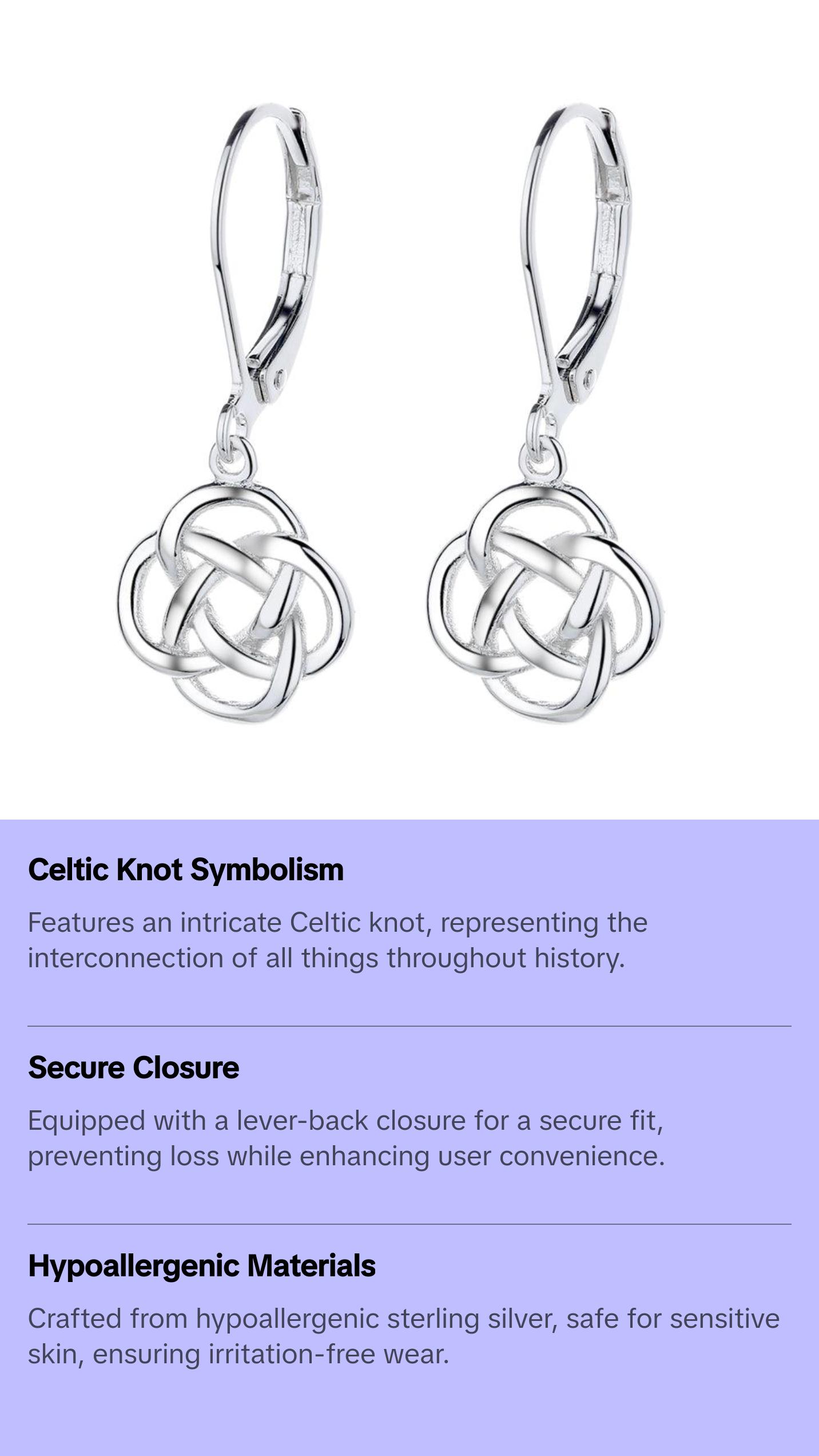 Sterling Silver Celtic Leverback Earrings