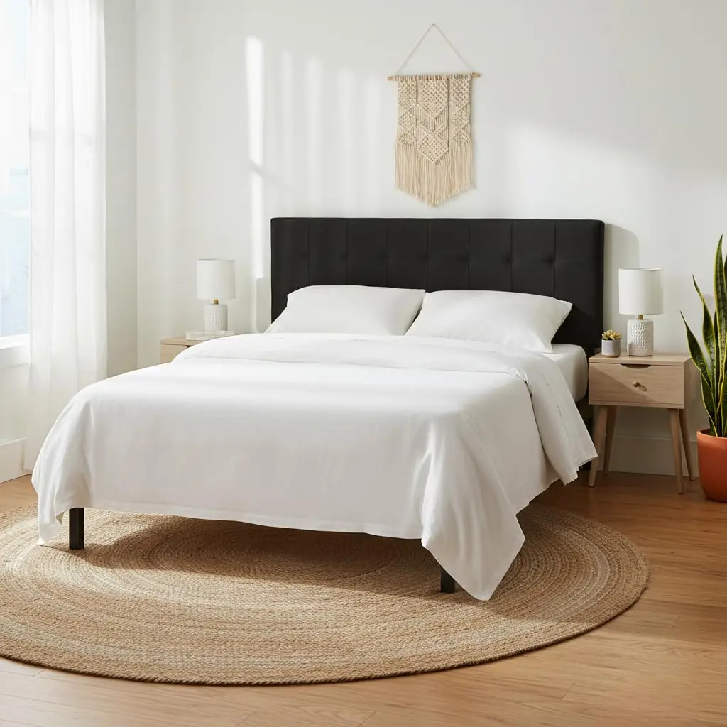 Square Tufted Upholstered Headboard for Full & Queen, 12-Height Adjustable Panel with Wall & Frame Dual Mount