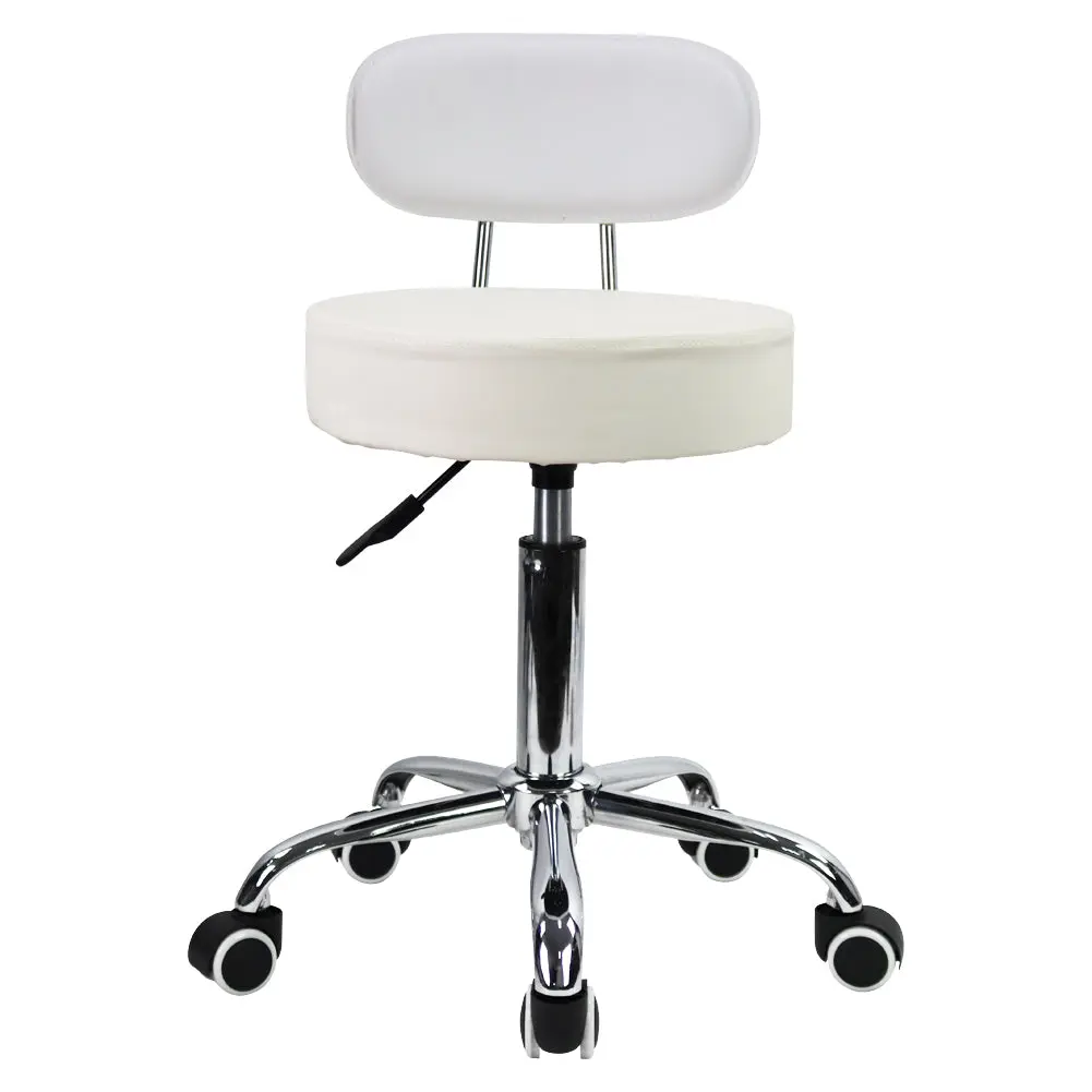 KKTONER Ergonomic & Comfortable PU Leather Mid-Back Swivel Rolling Stool - Height-Adjustable (19in to 25.4in), Quick Setup, Safe for Soft Floor, for Salon, Medical, Office Desk Commercial Furniture (White)