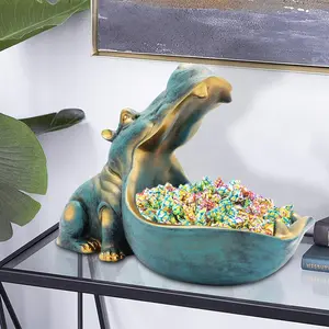 Resin Hippo Design Ornament, Collectible Figurine, Creative Candy Bowl, Desktop Art, Unique Home Decoration, Creative Gift for Friends