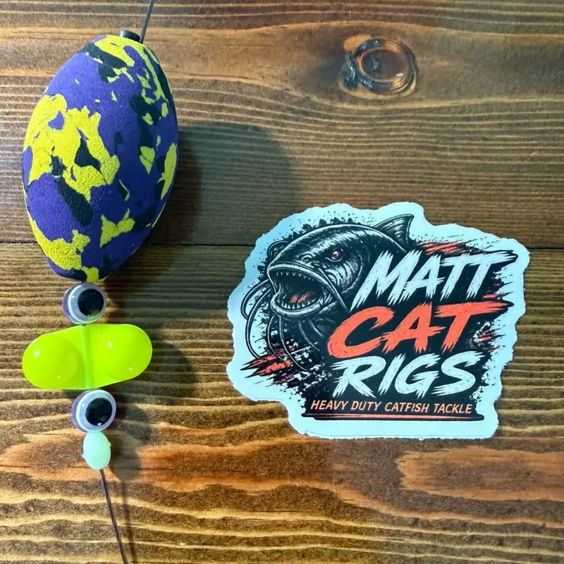 Matt Cat Fishing Santee Cooper Rig, Purple Camo EVA Foam for Egg Float, 8/0 Gamakatsu Circle Hook