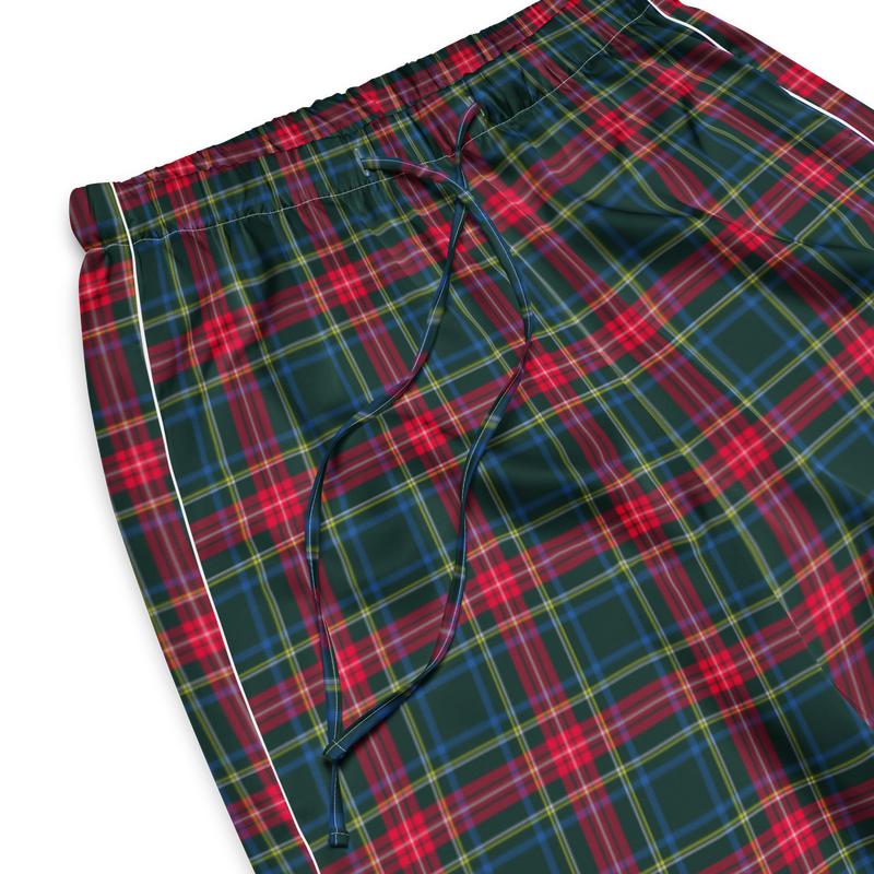 GREEN PLAID SILKY PAJAMA SET