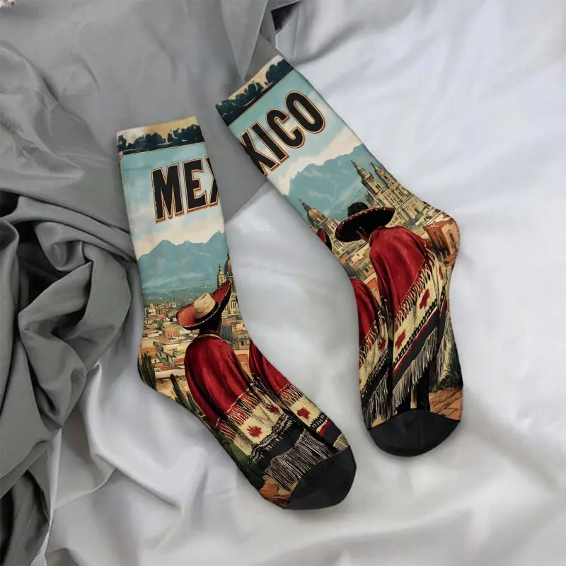 Mexican city scenery and traditional clothing: mid-calf socks are casual, soft, and comfortable – a must-have for autumn and winter.