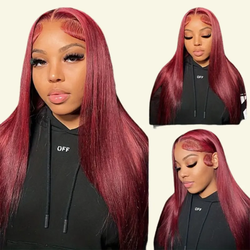 #99J Burgundy Color（Unbleached Knots）