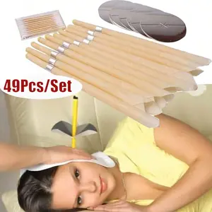 Ear Cleaning Kit with Ear Candles, Fireproof Tray, and Cleaning Rods, Home Spa Ear Care Tools, 10/25/49 Pieces Set, Earwax Removal Tool, Ear Cleaner Tool