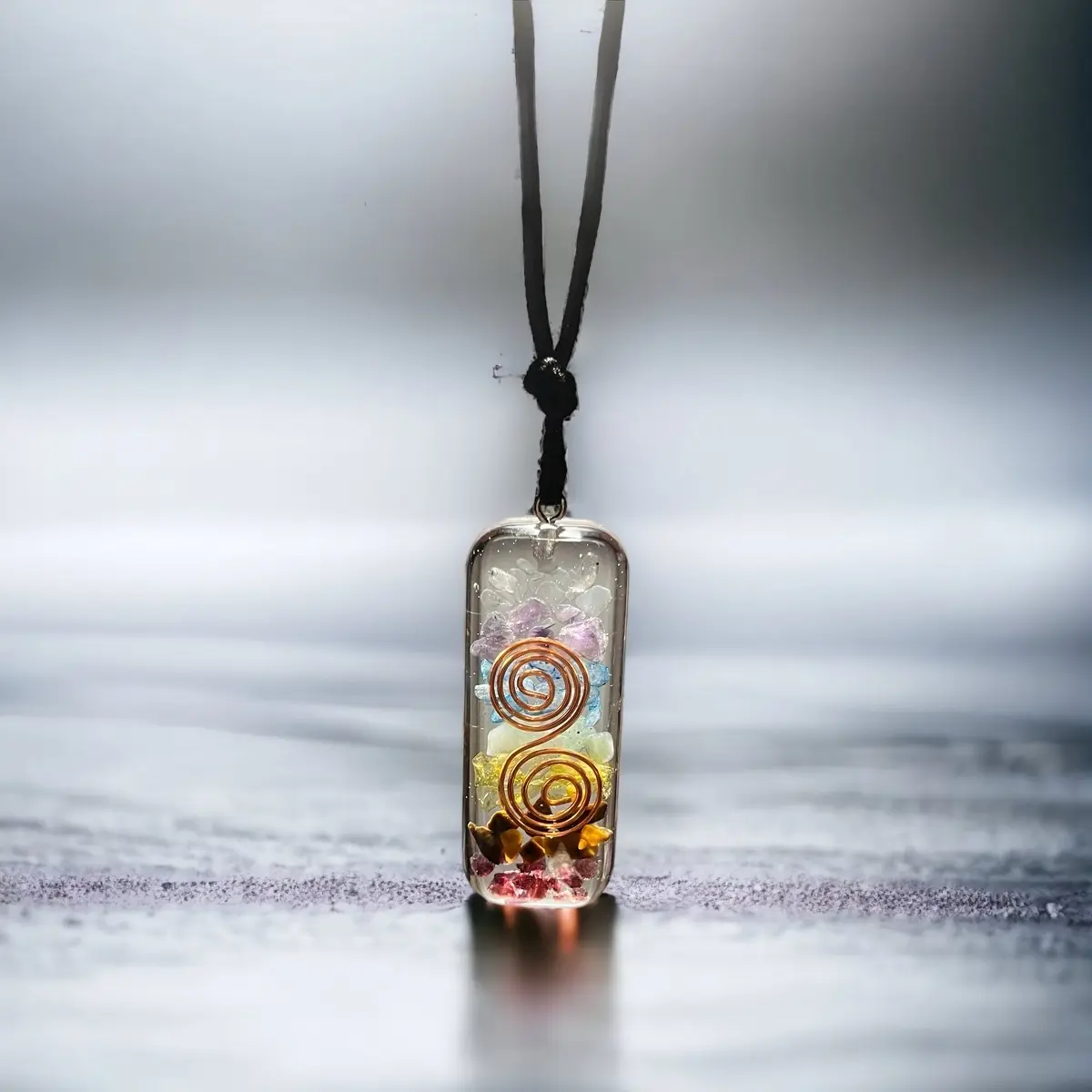 Orgonite*  7 Chakra necklace resin necklace EMF protection picture necklace