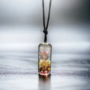 Orgonite*  7 Chakra necklace resin necklace EMF protection picture necklace