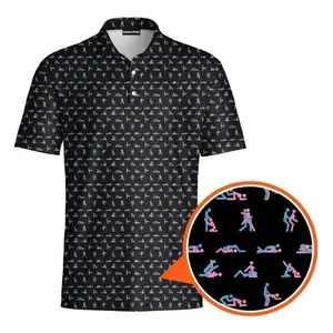 Stick Figure S-e-x Ed Graphic Polo – Funny Men’s Golf Shirt, Breathable Athletic Wear, Dad Gift