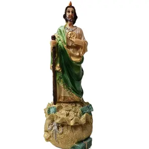 San Judas with Coin Pouch The Saint of Difficult Cases Decorative Statue for Home and Office 10 pulgadas de alto