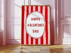 Happy Valentine's Day Print Red Retro Valentines Printable Wall Art